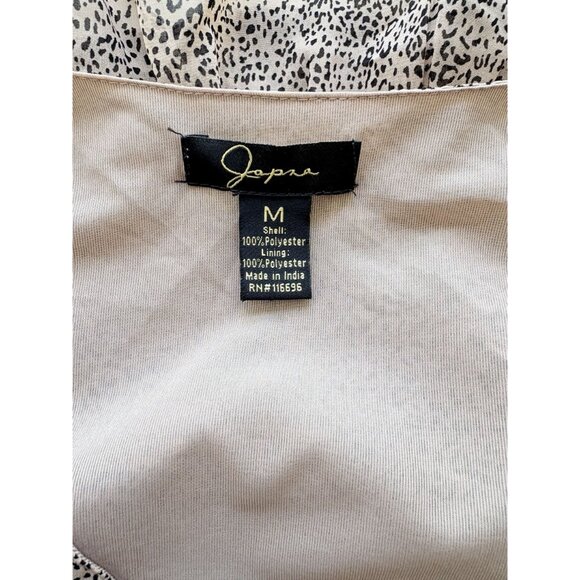 Japna M Leopard Print Long Sleeve Surplice Top With Smocked Waist & Peplum Hem - Picture 4 of 4